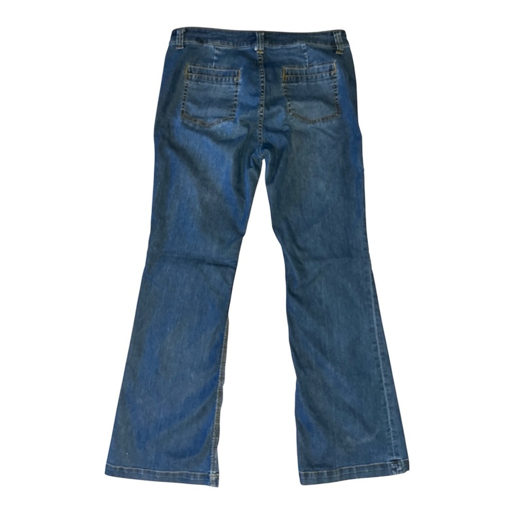 CAbi Flare Leg Jeans Size 8 – Medium Wash Denim Front Pockets